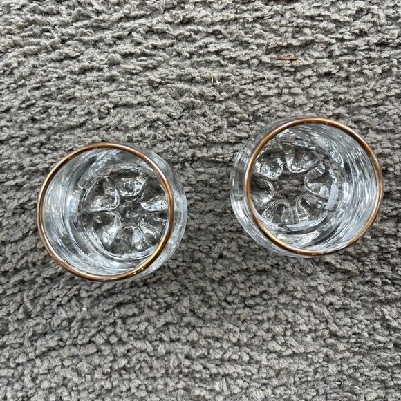 Lowball glasses. A Pair! Gold foil at rim and footed. Well weighted for balance! - Picture 5 of 7